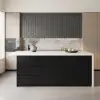 1830mm Black Kitchen Island & 4 Bar Stools Set