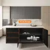 1830mm Black Kitchen Island & 4 Bar Stools Set