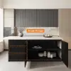 1830mm Black Kitchen Island & 4 Bar Stools Set