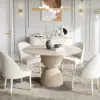 1198mm Modern Round Sintered Stone Top Dining Table in Beige
