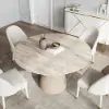 1198mm Modern Round Sintered Stone Top Dining Table in Beige
