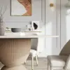 1198mm Modern Round Sintered Stone Top Dining Table in Beige