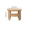 2-Tiered Japandi Round Wood Coffee Table with Rattan Base – 60cm