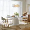 Japandi 100 cm – 140 cm Extendable Round-to-Oval Wood Dining Table–Warm White, Seats 4-6