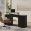 Modern Black Standing Computer Desk & Upholstered Swivel Task Office Chair Set (1500mm ) – AUD-H1256