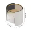 White Round Leather Bedside Table with Sintered Stone Glass Top