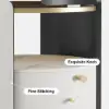 White Round Leather Bedside Table with Sintered Stone Glass Top