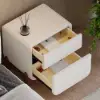 Curva Boucle 2-Drawer Bedside Table with Walunt Wood Legs and USB Port