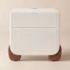 Curva Boucle 2-Drawer Bedside Table with Walunt Wood Legs and USB Port