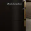 Black Leather 3-Drawer Narrow Bedside Table with Sintered Stone Top