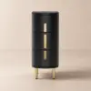 Black Leather 3-Drawer Narrow Bedside Table with Sintered Stone Top