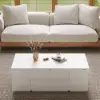 Modern Sintered Stone Lift-Top Coffee Table with Drawers – Matte White