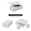 Modern Sintered Stone Lift-Top Coffee Table with Drawers – Matte White