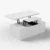 Modern Sintered Stone Lift-Top Coffee Table with Drawers – Matte White