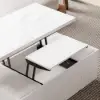 Modern Sintered Stone Lift-Top Coffee Table with Drawers – Matte White
