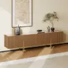 Grovyn 220cm Sintered Stone Top Walnut Fluted TV Unit with Storage