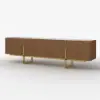 Grovyn 220cm Sintered Stone Top Walnut Fluted TV Unit with Storage