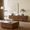 Grovyn 200 cm Sintered Stone Top Fluted TV Unit with Spacious Cabinets – Minimalist Walnut Stand