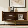 Grovyn 200 cm Sintered Stone Top Fluted TV Unit with Spacious Cabinets – Minimalist Walnut Stand