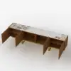 Grovyn 200 cm Sintered Stone Top Fluted TV Unit with Spacious Cabinets – Minimalist Walnut Stand