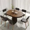 1400mm Walnut Dining Table & 6 Dining Chairs Set – Grey