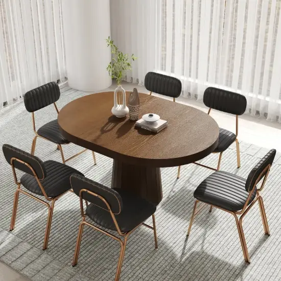 1400mm Walnut Dining Table & 6 Dining Chairs Set – Grey