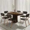 1400mm Walnut Dining Table & 6 Dining Chairs Set – Grey