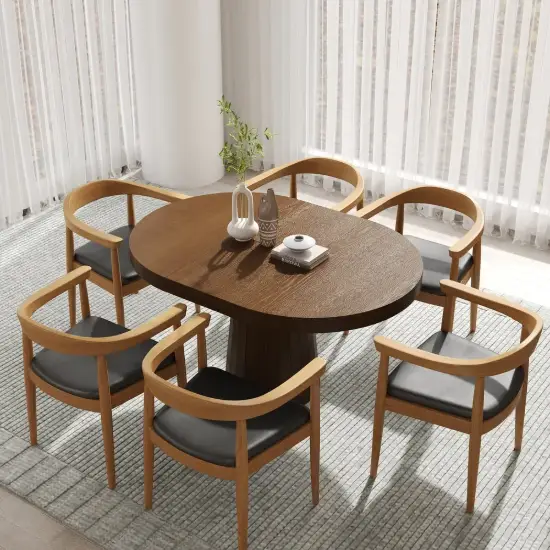 Picture of 1400mm Walnut Dining Table & 6 Dining Chairs Set