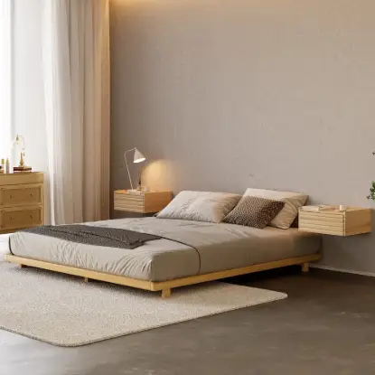 Picture of Japanese Style Queen Floor Wood Bed in Walnut – AUD-H1270