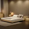 Japanese Style Queen Floor Wood Bed in Walnut – AUD-H1270