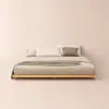 Japanese Style Queen Floor Wood Bed in Walnut – AUD-H1270