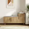 Walnut Wooden Shoe Storage Bench with Right-Side Cabinet for Entryway (1200mm)