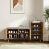Walnut Wooden Shoe Storage Bench with Right-Side Cabinet for Entryway (1200mm)