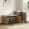 Walnut Wooden Shoe Storage Bench with Right-Side Cabinet for Entryway (1200mm)