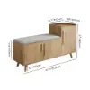 Walnut Wooden Shoe Storage Bench with Right-Side Cabinet for Entryway (1200mm)