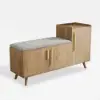 Walnut Wooden Shoe Storage Bench with Right-Side Cabinet for Entryway (1200mm)