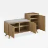 Walnut Wooden Shoe Storage Bench with Right-Side Cabinet for Entryway (1200mm)