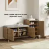 Walnut Wooden Shoe Storage Bench with Right-Side Cabinet for Entryway (1200mm)