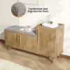 Walnut Wooden Shoe Storage Bench with Right-Side Cabinet for Entryway (1200mm)