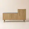 Walnut Wooden Shoe Storage Bench with Right-Side Cabinet for Entryway (1200mm)
