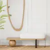 Picture of Natural & Black Wooden Entryway Bench Fleece Upholstered with Abstract Metal Legs