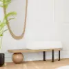 Picture of Natural & Black Wooden Entryway Bench Fleece Upholstered with Abstract Metal Legs