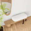 Picture of Natural & Black Wooden Entryway Bench Fleece Upholstered with Abstract Metal Legs