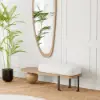 Picture of Natural & Black Wooden Entryway Bench Fleece Upholstered with Abstract Metal Legs