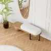 Picture of Natural & Black Wooden Entryway Bench Fleece Upholstered with Abstract Metal Legs