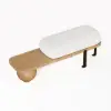 Picture of Natural & Black Wooden Entryway Bench Fleece Upholstered with Abstract Metal Legs