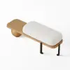 Picture of Natural & Black Wooden Entryway Bench Fleece Upholstered with Abstract Metal Legs