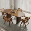 1600mm-2000mm Walnut Dining Table 4 Dining Chairs Set