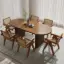 Picture of 1600mm-2000mm Walnut Dining Table 6 Dining Chairs Set