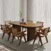 Picture of 1600mm-2000mm Walnut Dining Table 6 Dining Chairs Set